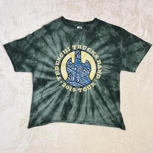 Tedeschi Trucks Band 2019 Tour Green Tie-Dye Shirt Cropped Colortone Size Medium